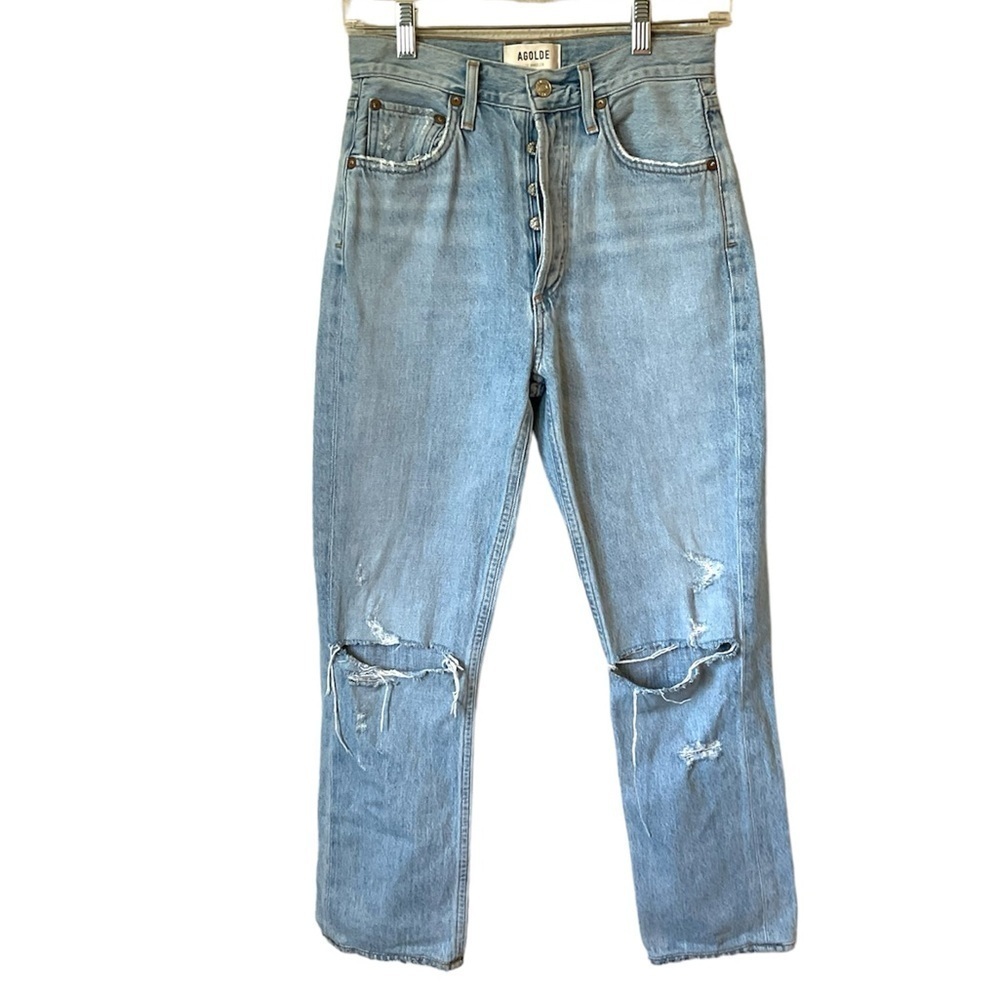 Agolde Riley Distressed Straight Leg Jeans Size 24